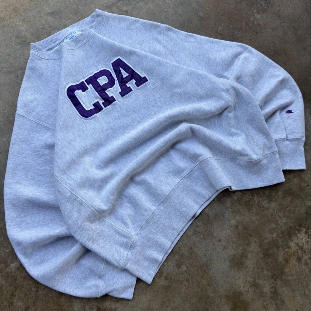 Vintage 2000s Champion Reverse Weave CPA Crewneck Grey Large (k1)